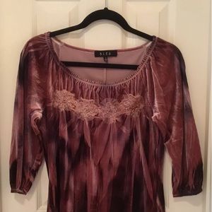 BLUE  Vintage Mauve Velvet Top